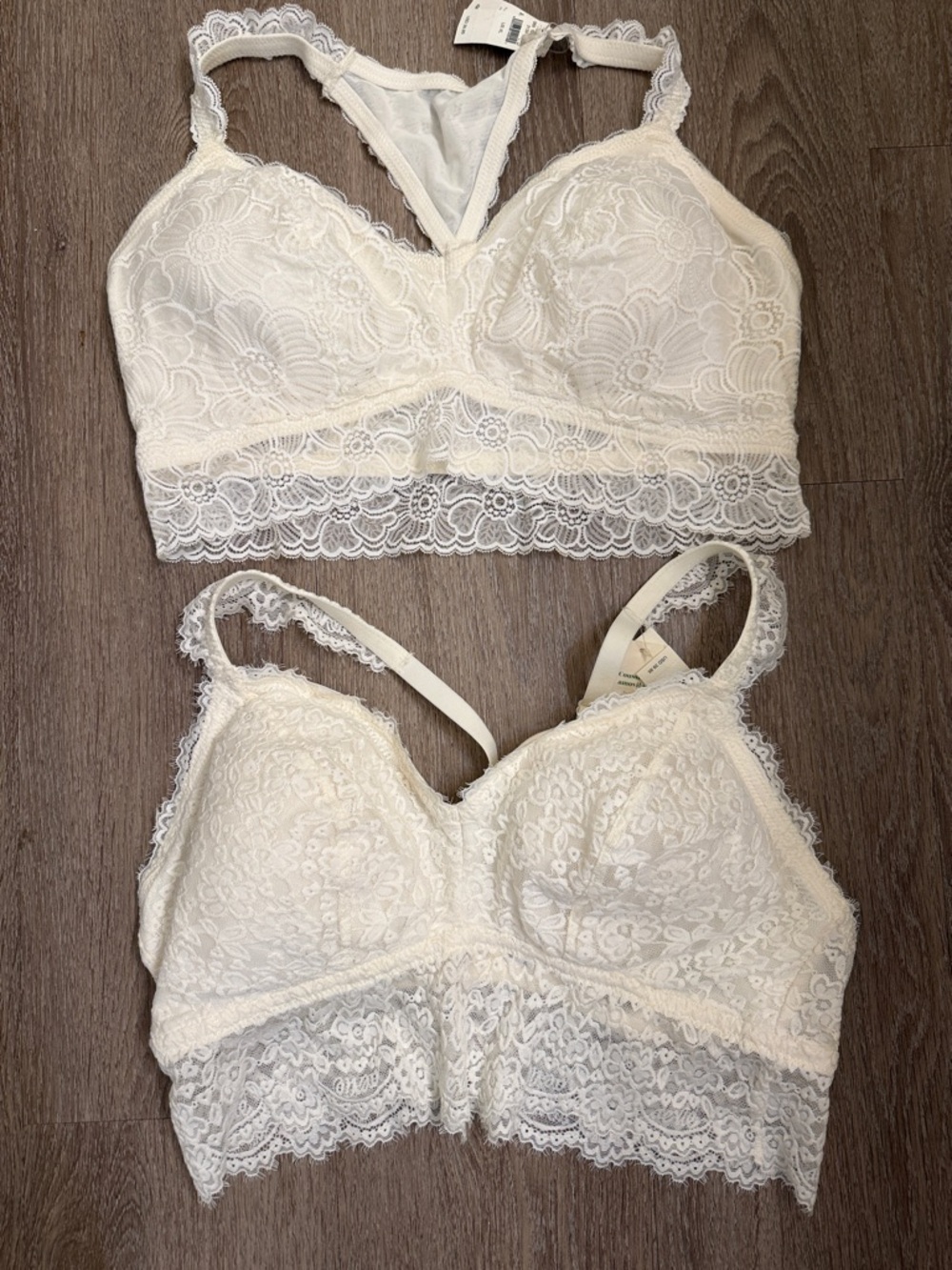NWT 2 Ivory Lace Bralette Duo